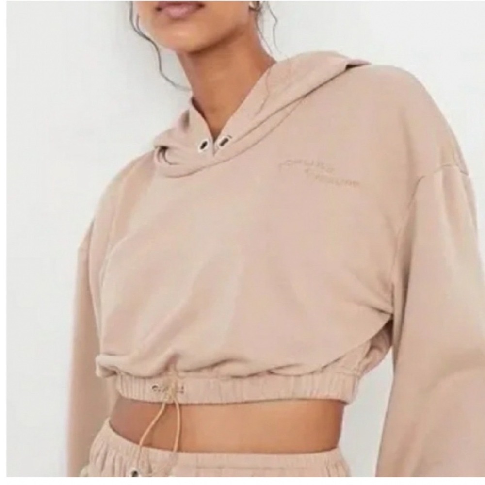 For Love & Lemons For Love & Leisure Cropped Hoodie Tan Neutral Medium